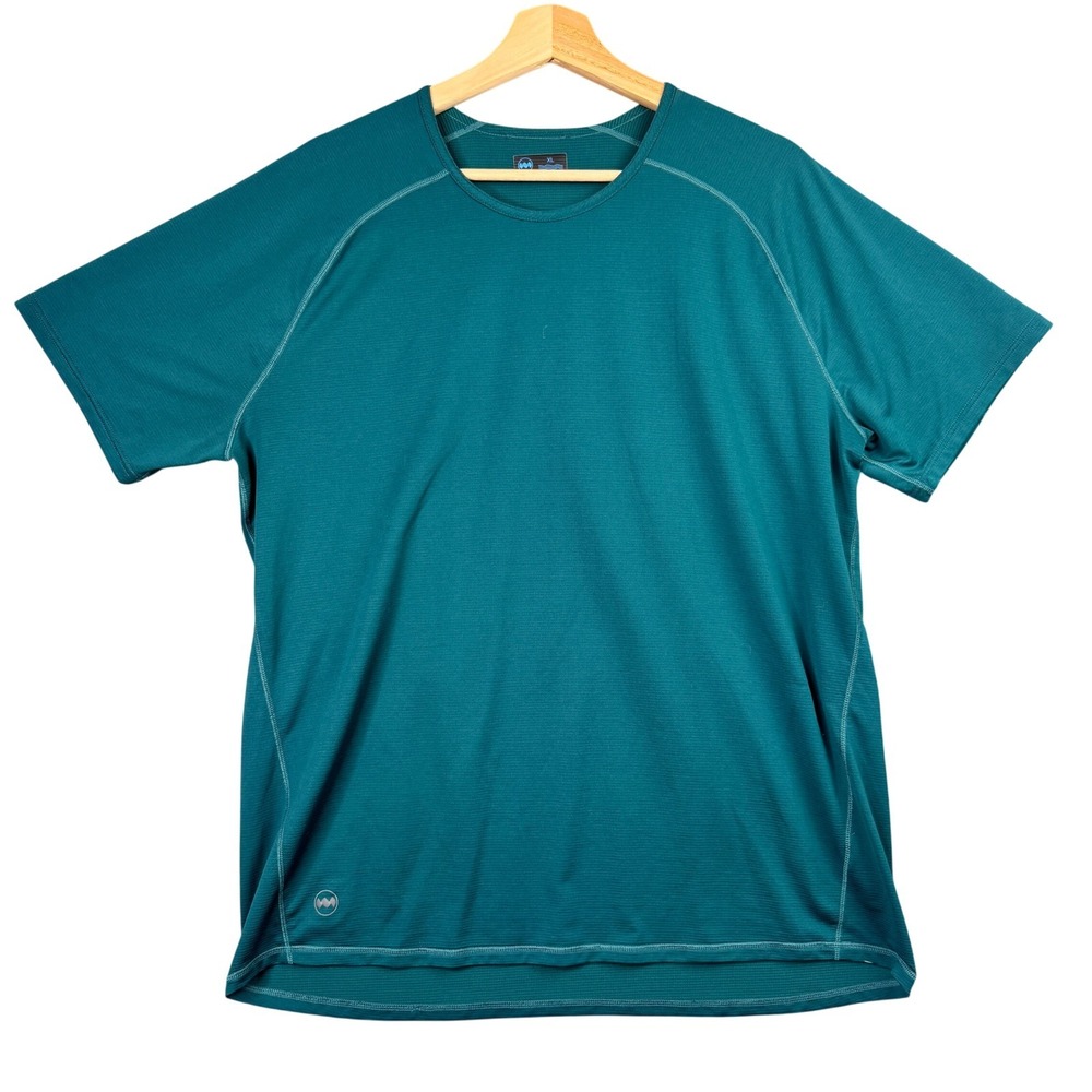 Janji Mens Helio Tech Tee XL Teal Green Short Sleeve Running Performance Shirt